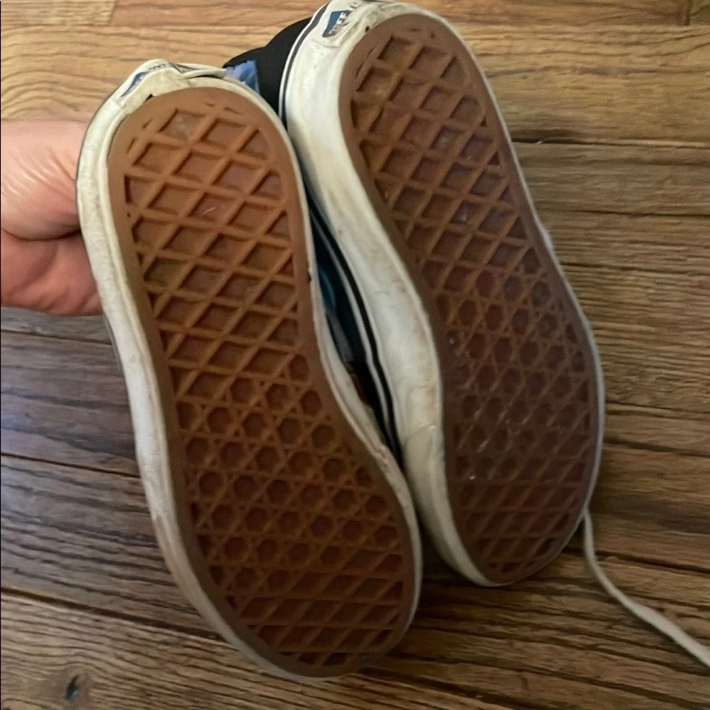 Vans Black and Blue Flames Hi Top Sneakers